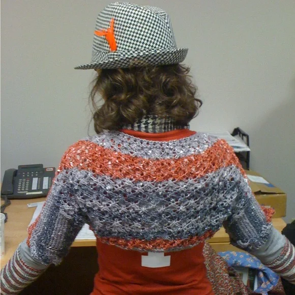 Stylish Red and Gray Alpaca Wool Blend Knit  Women's Shrug - Picture 3 of 10